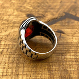 Oval Red Zircon Ottoman Style Ring