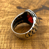 Oval Red Zircon Ottoman Style Ring