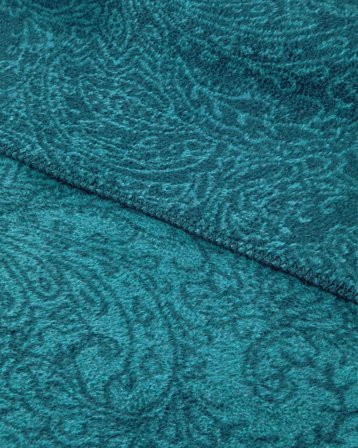 Premium Cotton Paisley Double Blanket   Dark Green 200x220cm