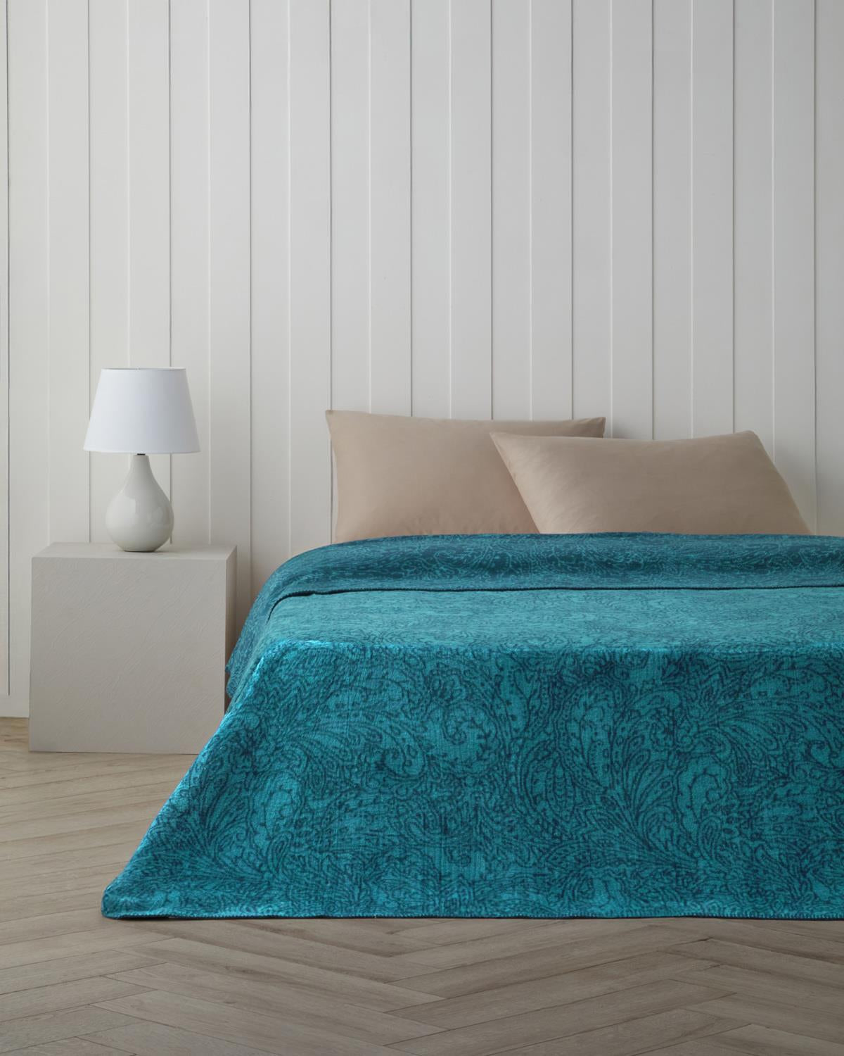 Professional Turkish Cotton Paisley Blanket   Single Size Navy