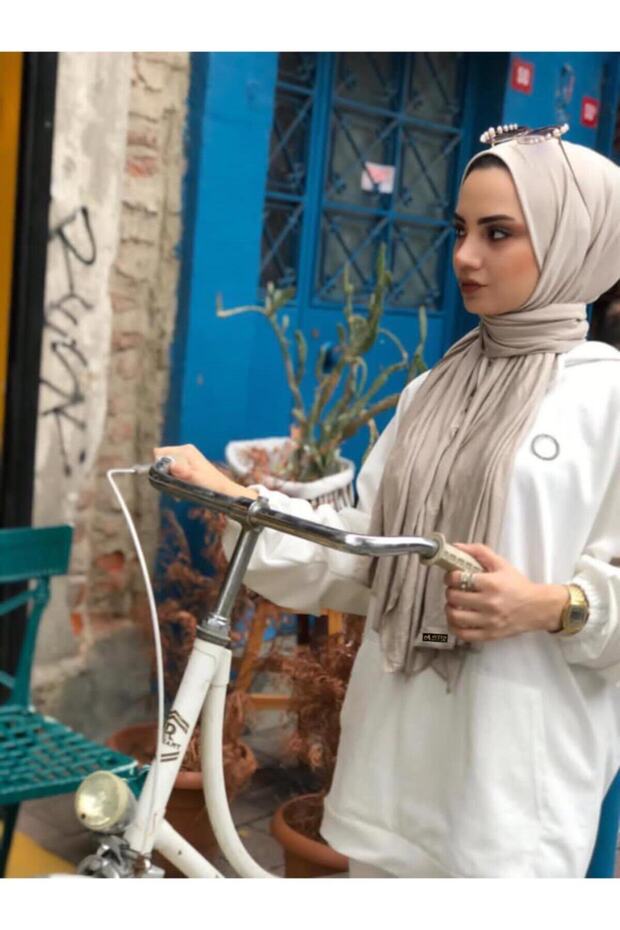 Palmiye Women's Beige Jersey Shawl - Soft Cotton - TryAladdin