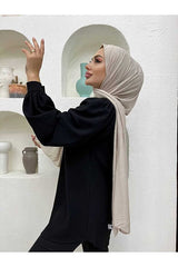 Palmiye Women's Beige Jersey Shawl - Soft Cotton - TryAladdin