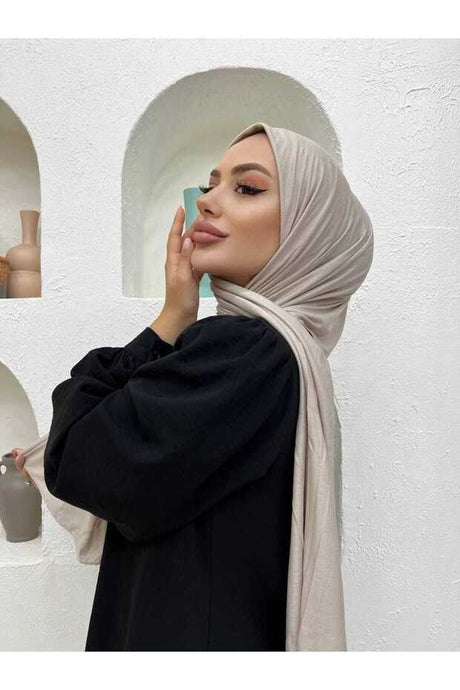 Palmiye Women's Beige Jersey Shawl - Soft Cotton - TryAladdin