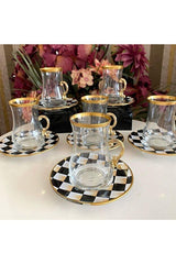 Panayir Premium Hand - Decorated Turkish Tea Glass Set with Handles - 12 - Piece - TryAladdin