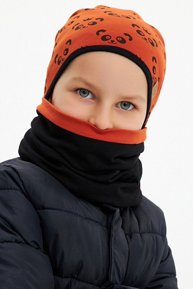 Panda Patterned Cotton Beanie & Neck Warmer Set - TryAladdin