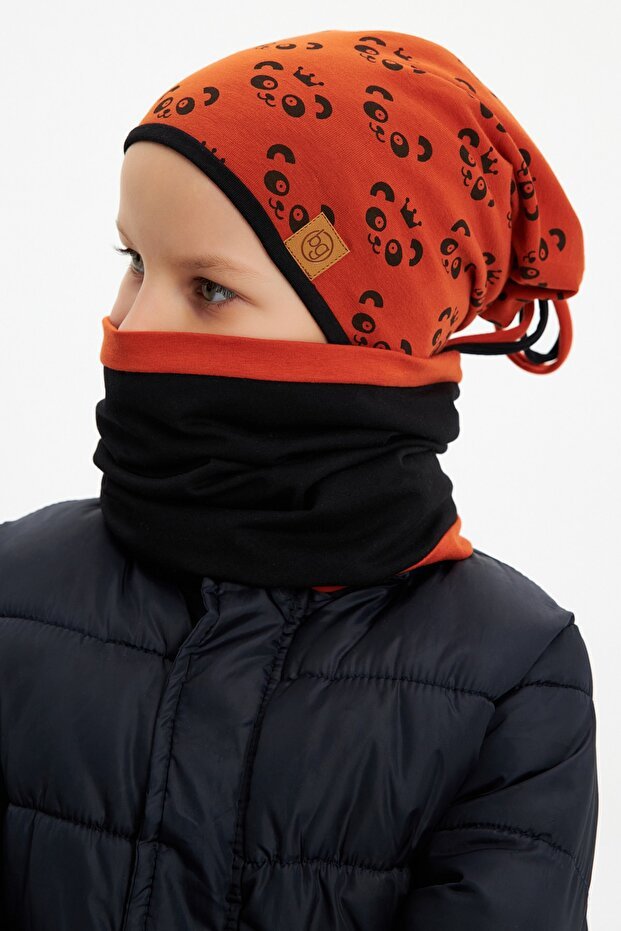 Panda Patterned cotton Beanie & Neck Warmer Set - TryAladdin