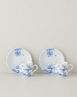 Professional Porcelain Coffee Cup Set Blue 4 Piece Cafe Quality
