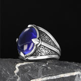 Tesbihevim | Men's Silver Ring with Parliament Blue Stones