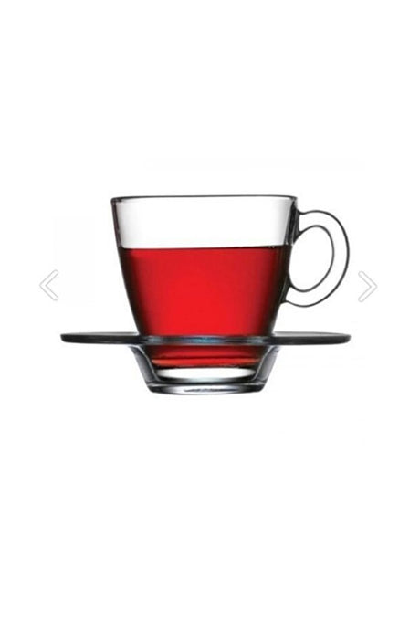 Pasabahce Aqua Glass Tea Coffee Cup Set - Professional 215cc 6 - Piece Set - TryAladdin
