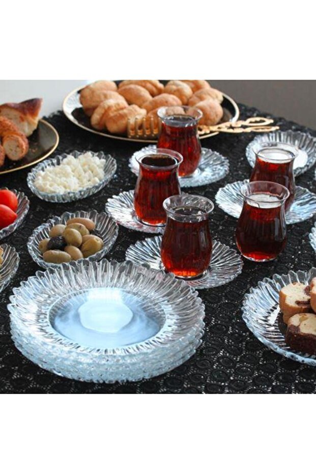 Pasabahce Aurora Professional Turkish Breakfast & Tea Serving Set - 24 Piece - TryAladdin