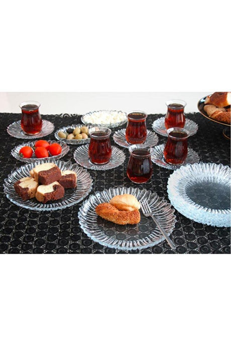 Pasabahce Aurora Professional Turkish Breakfast & Tea Serving Set - 24 Piece - TryAladdin