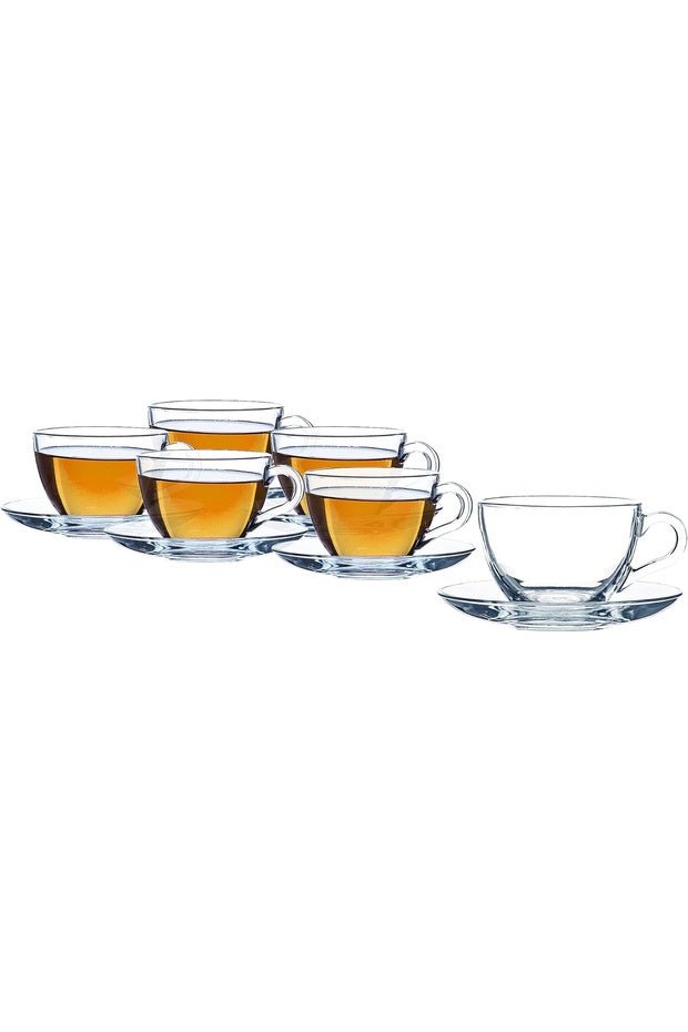 Pasabahce Basic Glass Turkish Tea & Coffee Cup Set - 238ml, 12 - Piece - TryAladdin