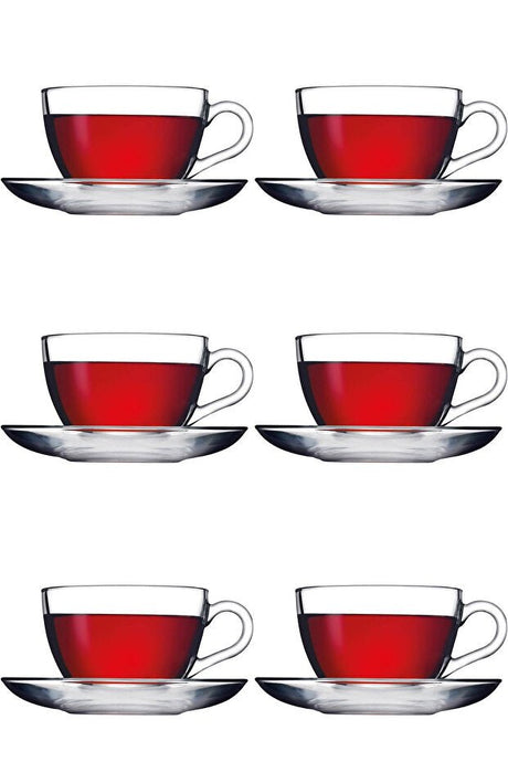 Pasabahce Basic Glass Turkish Tea & Coffee Cup Set - 238ml, 12 - Piece - TryAladdin