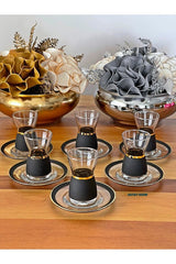 Pasabahce Blackline Premium Gilded Tea Set - 12 Piece - TryAladdin