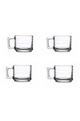 Pasabahce Bricks Collection Premium Glass Mugs with Handles - 4 Piece Set - TryAladdin