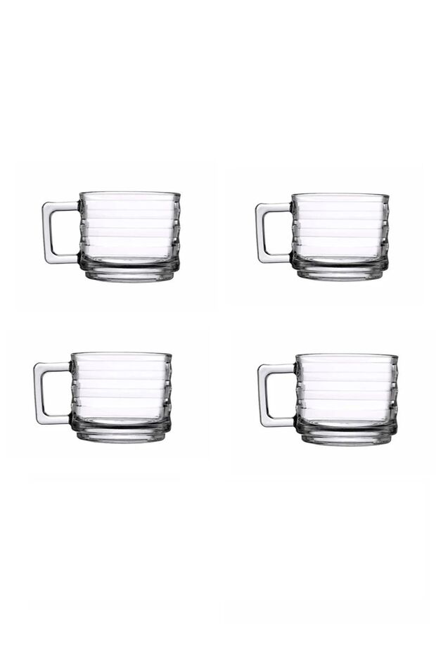 Pasabahce Bricks Collection Premium Glass Mugs with Handles - 4 Piece Set - TryAladdin