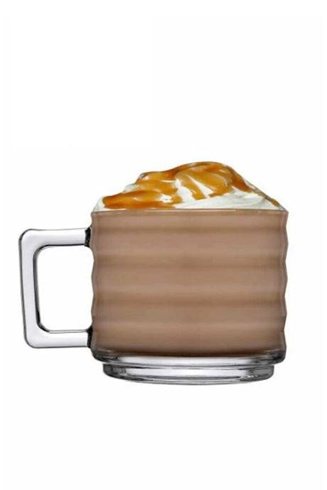 Pasabahce Bricks Collection Premium Glass Mugs with Handles - 4 Piece Set - TryAladdin