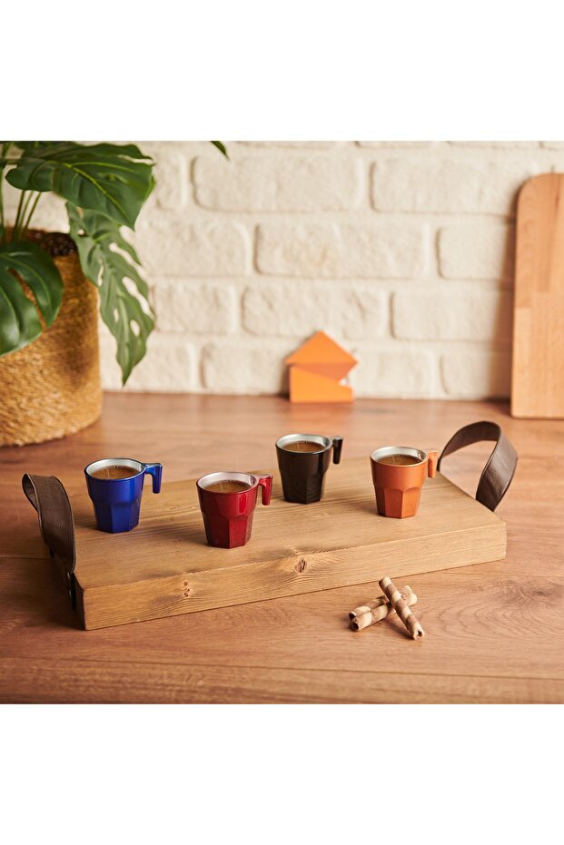 Pasabahce Casablanca Premium Metallic Espresso Cup Set - 4 x 70ml - TryAladdin