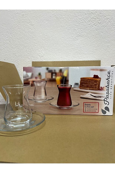 Pasabahce Classic Turkish Tea Glass & Saucer Set - 12 - Piece - TryAladdin