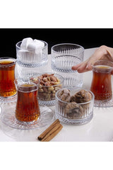 Pasabahce Elysia 6 - Person Turkish Tea & Dessert Serving Set - Premium Glassware - TryAladdin