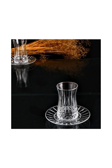 Pasabahce Elysia Premium Turkish Tea Glass & Saucer Set - 12 - Piece - TryAladdin