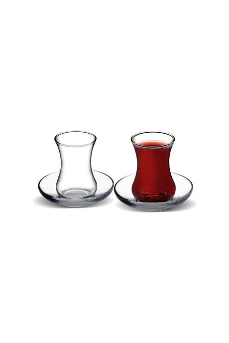 Pasabahce Glass4you Professional Turkish Tea Glass & Saucer Set - 12 Piece - TryAladdin