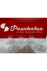 Pasabahce Heybeli Turkish Tea Glass & Saucer Set - 12 Piece - TryAladdin