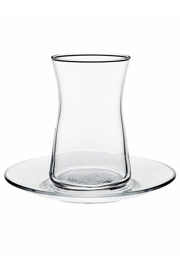Pasabahce Heybeli Turkish Tea Glass & Saucer Set - 12 Piece - TryAladdin