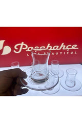 Pasabahce Heybeli Turkish Tea Glass & Saucer Set - 12 Piece - TryAladdin