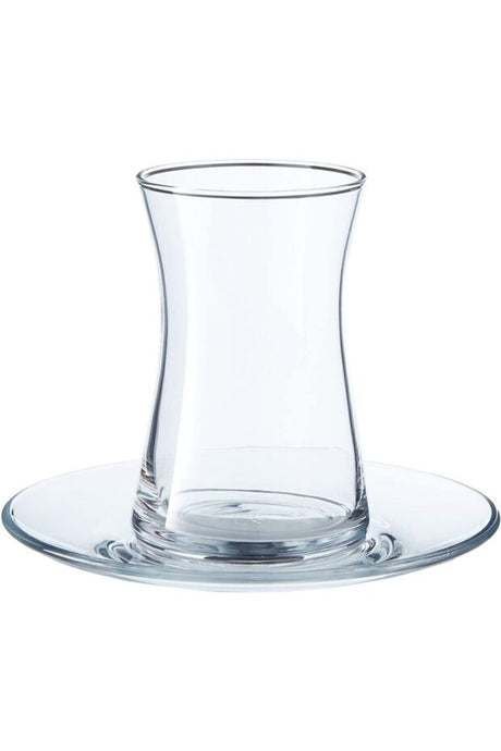 Pasabahce Heybeli Turkish Tea Glass & Saucer Set - 12 Piece - TryAladdin
