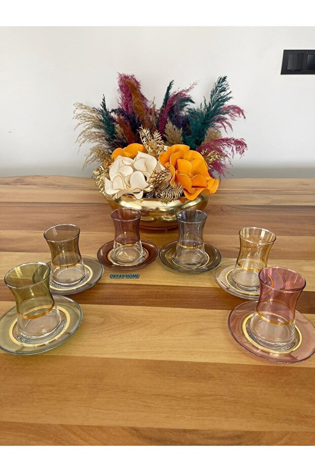 Pasabahce Luxury Rainbow Turkish Tea Glass Set - 6 Person - TryAladdin