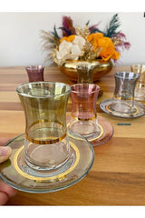 Pasabahce Luxury Rainbow Turkish Tea Glass Set - 6 Person - TryAladdin
