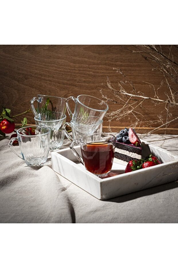 Pasabahce Mercan Professional Handled Glass Tea Cups - 6 - Piece Set, 160ml Each - TryAladdin