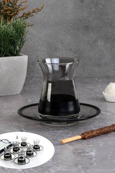 Pasabahce Premium Fume Black Tea Glass Set - 12 - Piece Professional Bulk - TryAladdin
