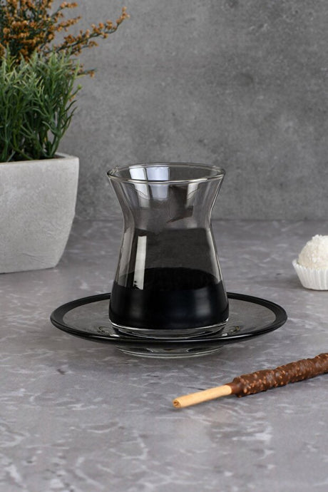 Pasabahce Premium Fume Black Tea Glass Set - 12 - Piece Professional Bulk - TryAladdin