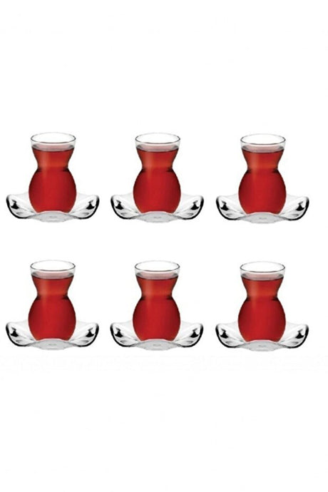Pasabahce Premium Lace Pattern Glass Tea Set - 12 Piece Set - TryAladdin
