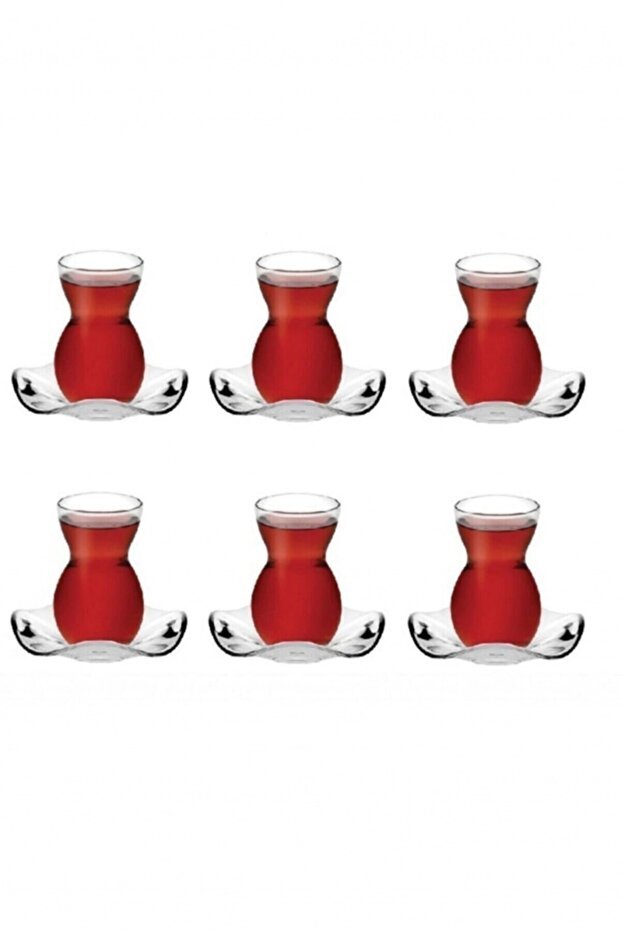 Pasabahce Premium Lace Pattern Glass Tea Set - 12 Piece Set - TryAladdin