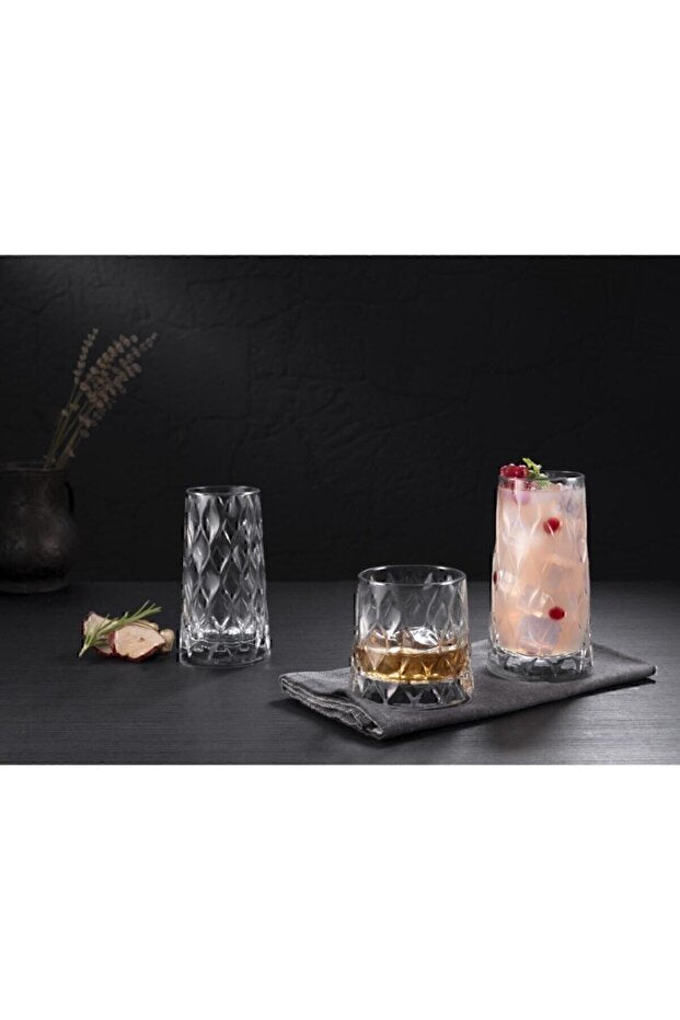 Pasabahce Premium Leafy Design Glass Tumbler Set - 12 - Piece - TryAladdin