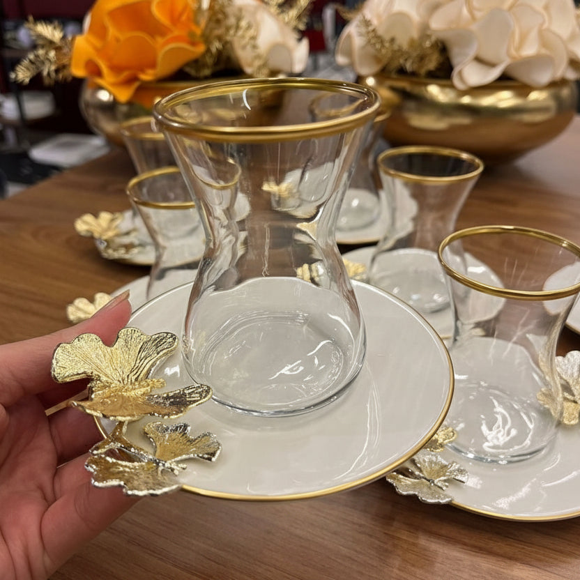 Pasabahce Premium Porcelain Butterfly Tea Set - Elegant Serveware Collection - TryAladdin