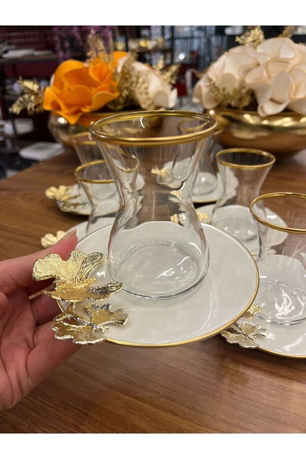 Pasabahce Premium Porcelain Butterfly Tea Set - Elegant Serveware Collection - TryAladdin