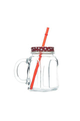 Pasabahce Premium Red Handled Drinking Glass with Straw - 450ml - TryAladdin