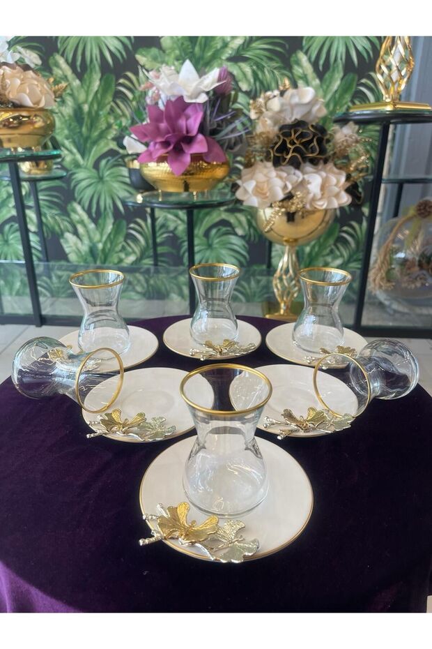 Pasabahce Premium Turkish Butterfly Design Tea Glassware Set - TryAladdin