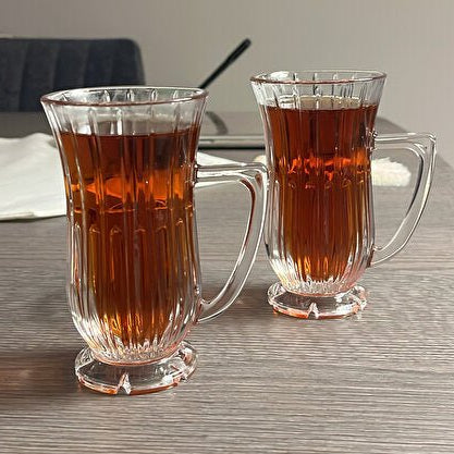 Pasabahce Professional Glamour Handled Turkish Tea Glass Set - 2 Pcs - TryAladdin