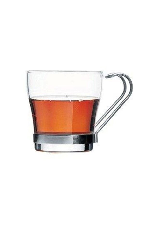 Pasabahce Professional Glass Tea Cups with Metal Handles - 210ml Set of 2 - TryAladdin