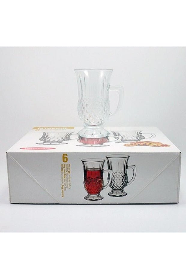Pasabahce Professional Istanbul Design Handled Turkish Tea Glasses - 160ml, 6 - Pack - TryAladdin