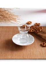 Pasabahce Professional Porcelain Lace Design Tea Set with Saucers - 12 Piece - TryAladdin