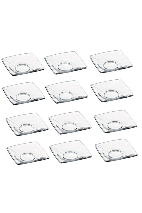 Pasabahce Professional Square Turkish Tea Saucer Set - 12 - Piece Pack - TryAladdin
