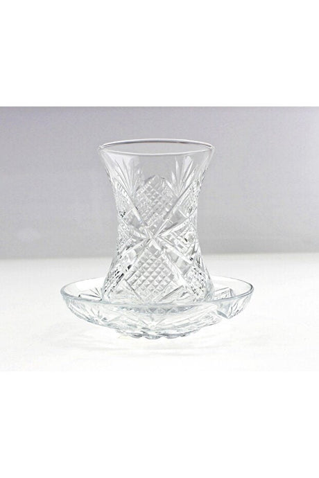 Pasabahce Professional Turkish Cut Glass Tea Set - Eye Motif - TryAladdin
