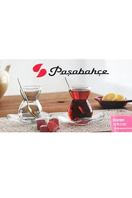 Pasabahce Professional Turkish Lace Glass Tea Set - 12 Piece - TryAladdin