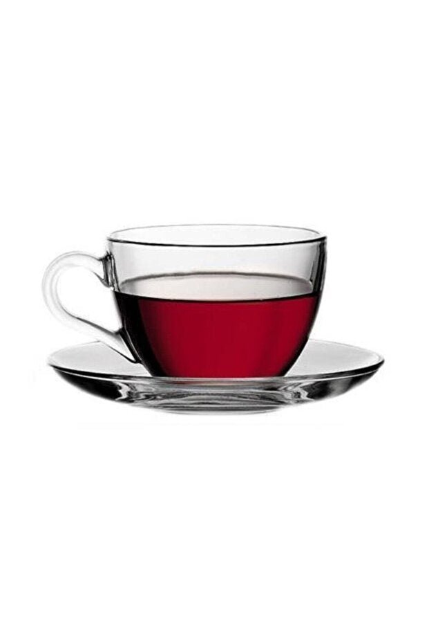 Pasabahce Professional Turkish Tea & Coffee Cup Saucer Set - 12 - Piece (238ml Each) - TryAladdin
